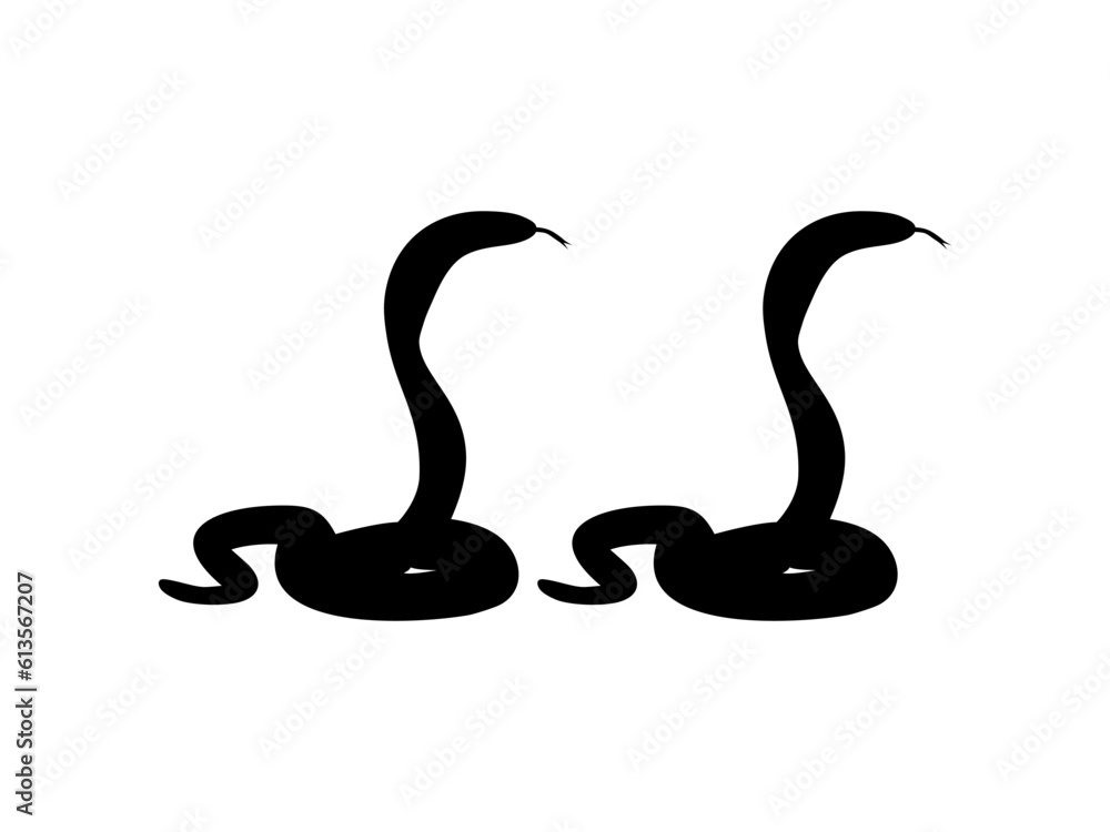 Silhouette of the Pair of the Cobra Snake for Logo, Pictogram, Website or Graphic Design Element. Vector Illustration Silhouette of the Pair of the Cobra Snake for Logo, Pictogram, Website or Graphic Design Element. Vector Illustration