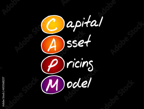 CAPM Capital Asset Pricing Model - relationship between systematic risk and expected return for assets, acronym text concept background