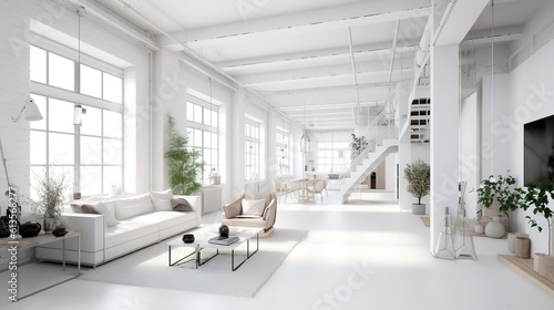 Realistic living room interior light tones. Generative Ai