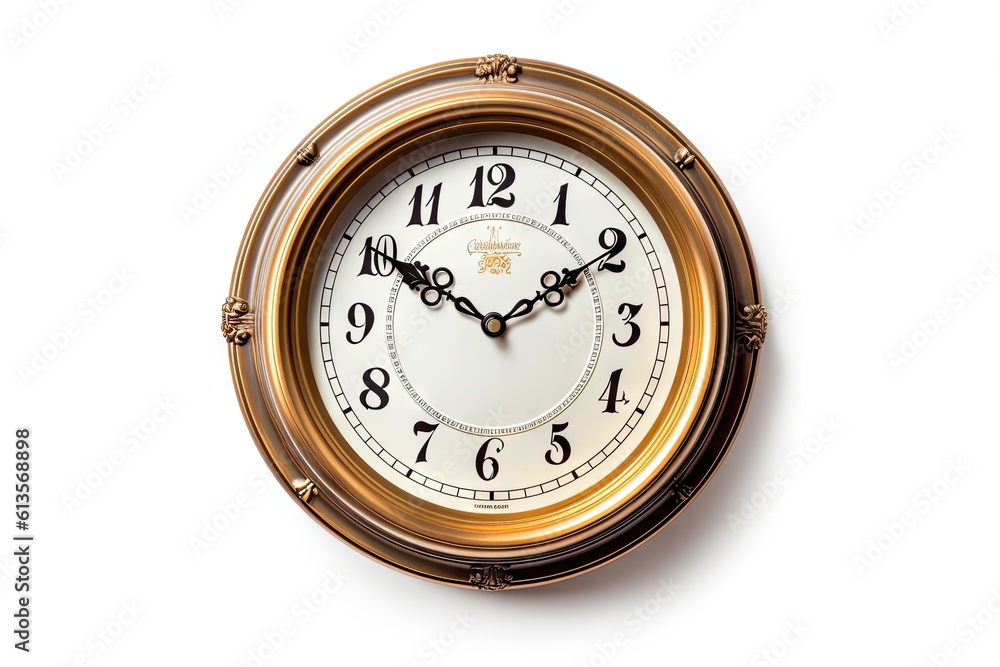 Timeless elegance. Close up of classic watch clock on a white isolated background Timeless elegance. Close up of classic watch clock on a white isolated background