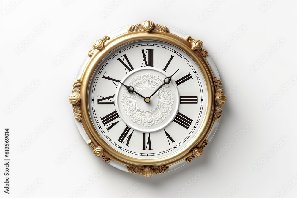 Timeless elegance. Close up of classic watch clock on a white isolated background Timeless elegance. Close up of classic watch clock on a white isolated background