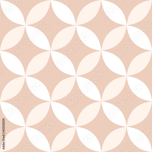 Contemporary geometric seamless mid-century beige pattern with simple retro shapes, stars and circles. Abstract background on a light background in scandinavian style for kids.