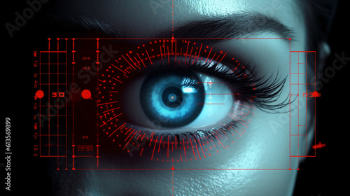 Generative AI - Sensor implanted into human eye concept