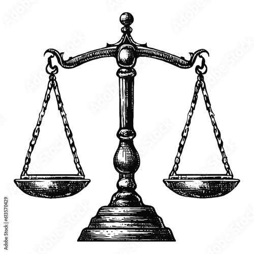 Fototapet scales of justice, law sketch
