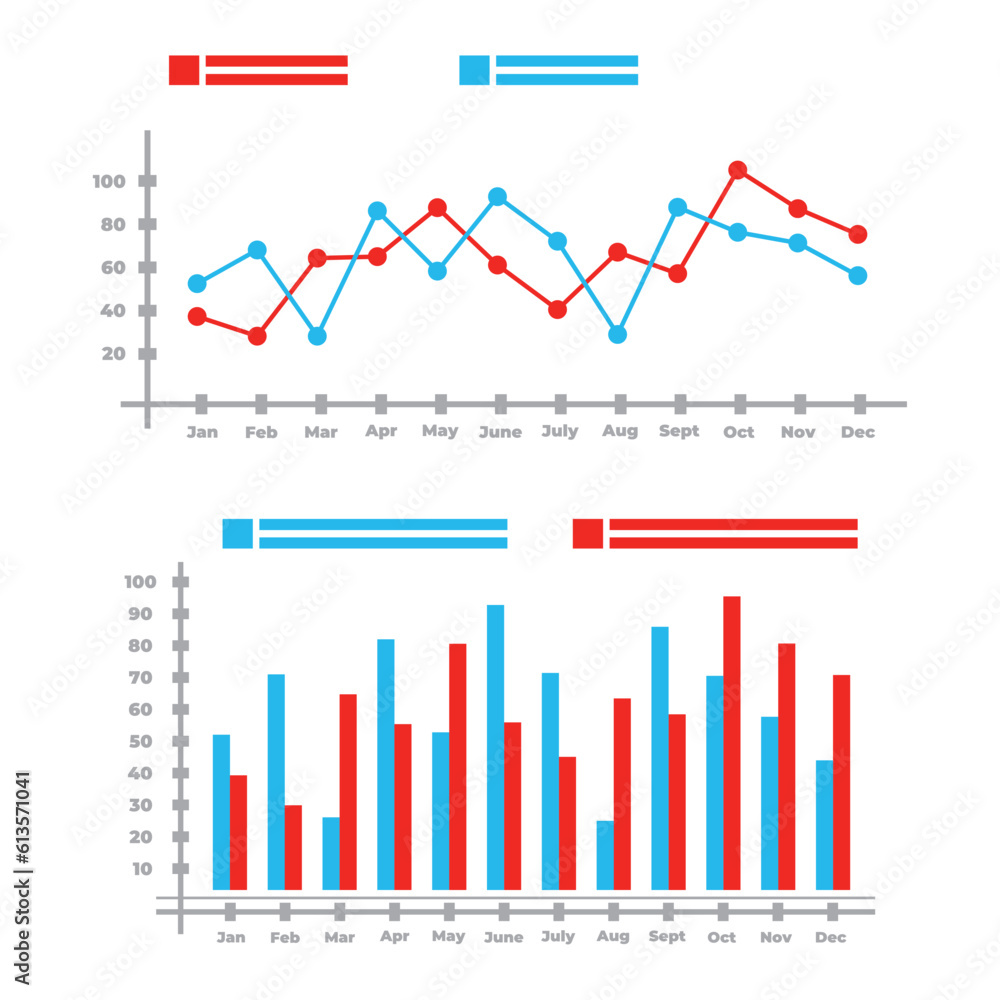 Bar graph and line graph business infographics templates vector Bar graph and line graph business infographics templates vector