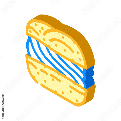 vanilla cream puff food snack isometric icon vector. vanilla cream puff food snack sign. isolated symbol illustration