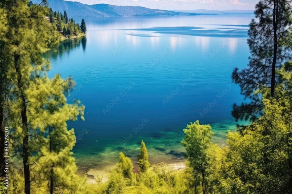 Beautiful lake view with clear water in summer