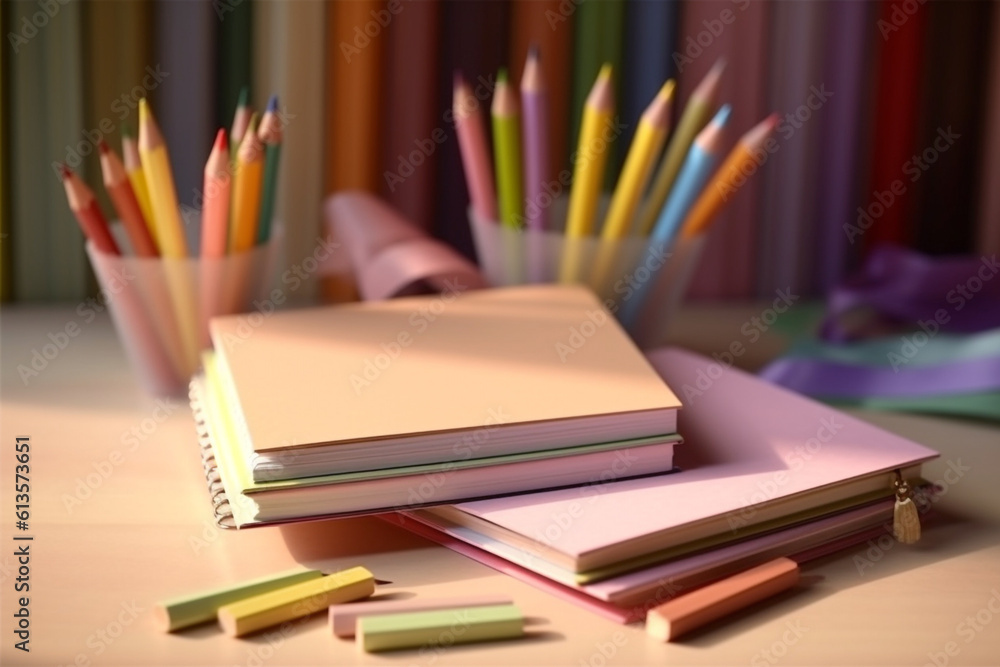 Back to school concept, stationary on the desk. High quality photo Back to school concept, stationary on the desk. High quality photo
