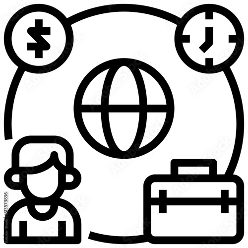 FREELANCING line icon,linear,outline,graphic,illustration
