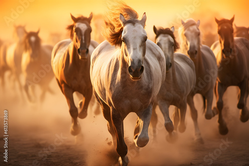 Wild horses Running Across the Desert ai generated art
