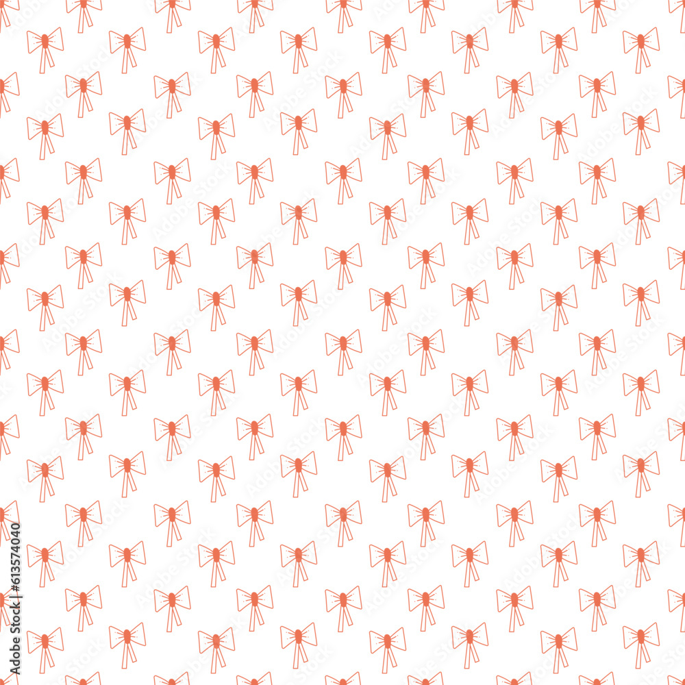 Seamless pattern with one bow on white background4. Doodle vector color illustration. Seamless pattern with one bow on white background4. Doodle vector color illustration.