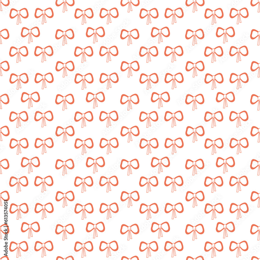 Seamless pattern with one bow on white background2. Doodle vector color illustration. Seamless pattern with one bow on white background2. Doodle vector color illustration.