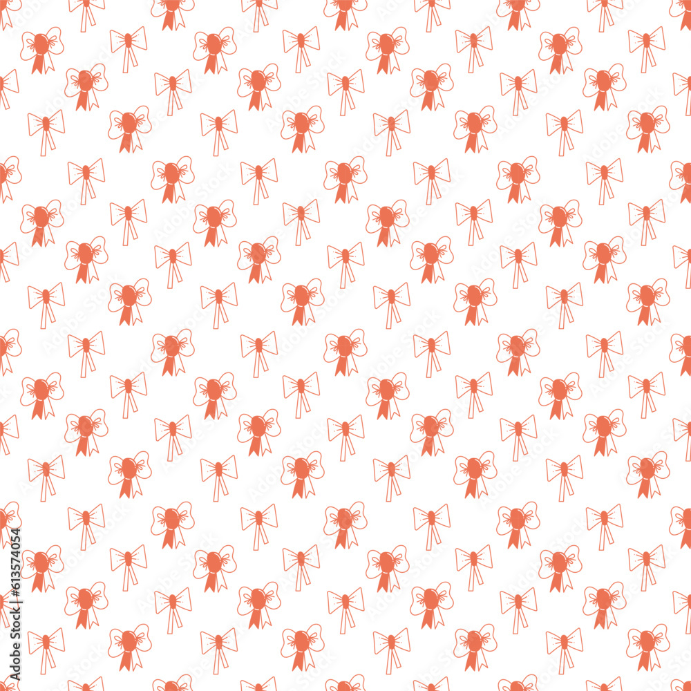 Seamless pattern with two bow on white background4. Doodle vector color illustration.