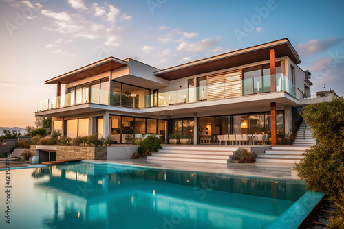 Modern real estate exterior architecture of the luxury home. Housing market. High quality photo © Starmarpro
