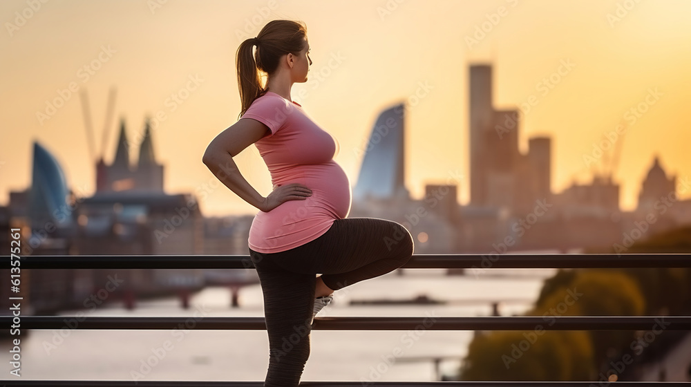 Obraz premium Stretching Serenity for the Expecting Mother after workout. Generative AI