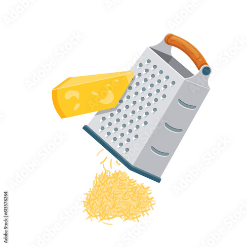 Box grater vector flat icon. Grated parmesan cheese flat illustration.