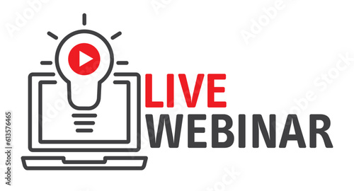 Banner Live Webinar - text and symbol isolated on white background