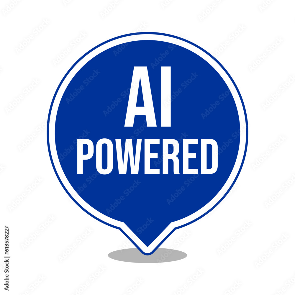 Artificial intelligence powered callout speech icon label design vector Artificial intelligence powered callout speech icon label design vector