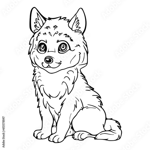Wolf. Wild Beast. Funny, hilarious illustration. Vector. Coloring book for children. Cartoon drawing for web design and print