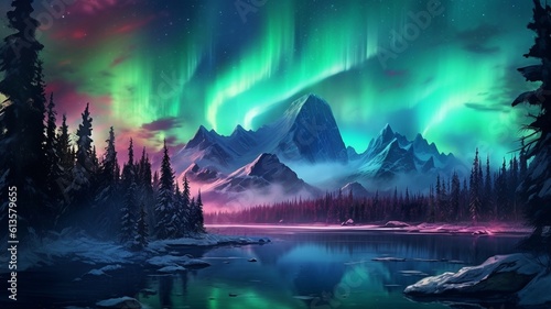 The Northern Lights.Generative AI © Satawat