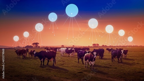 5G technology, farming system management, and livestock technology.Generative AI photo