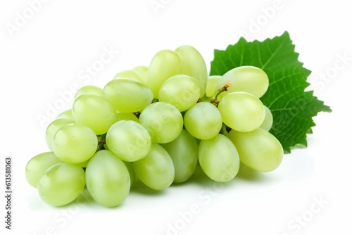 Bunch of green grapes isolated on white background. Clipping path