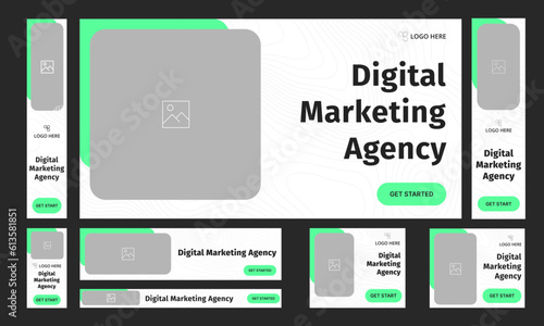 Digital marketing agency web banner template for social media posts, multipurpose web set banner template design, fully customizable vector eps 10 file format