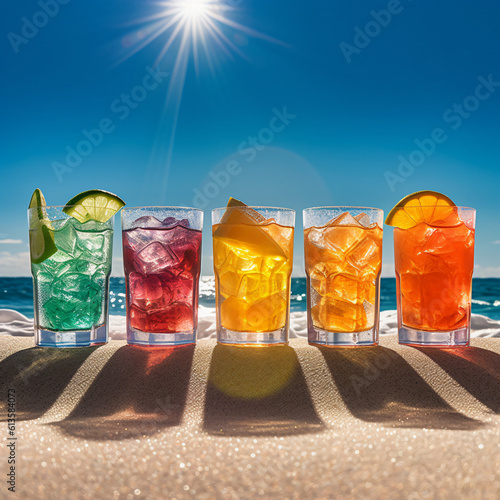 Cocktails, Strand, Meer, Sonne, Urlaub,  Generative AI, Generativ, KI, photo