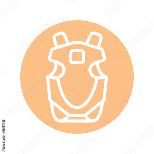 Baby sling backpack color line icon. Isolated vector element.