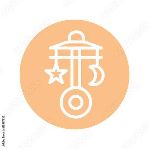 Baby crib carousel color line icon. Isolated vector element.