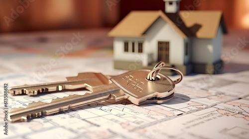 house key lying on the house purchase papers, Generative AI
