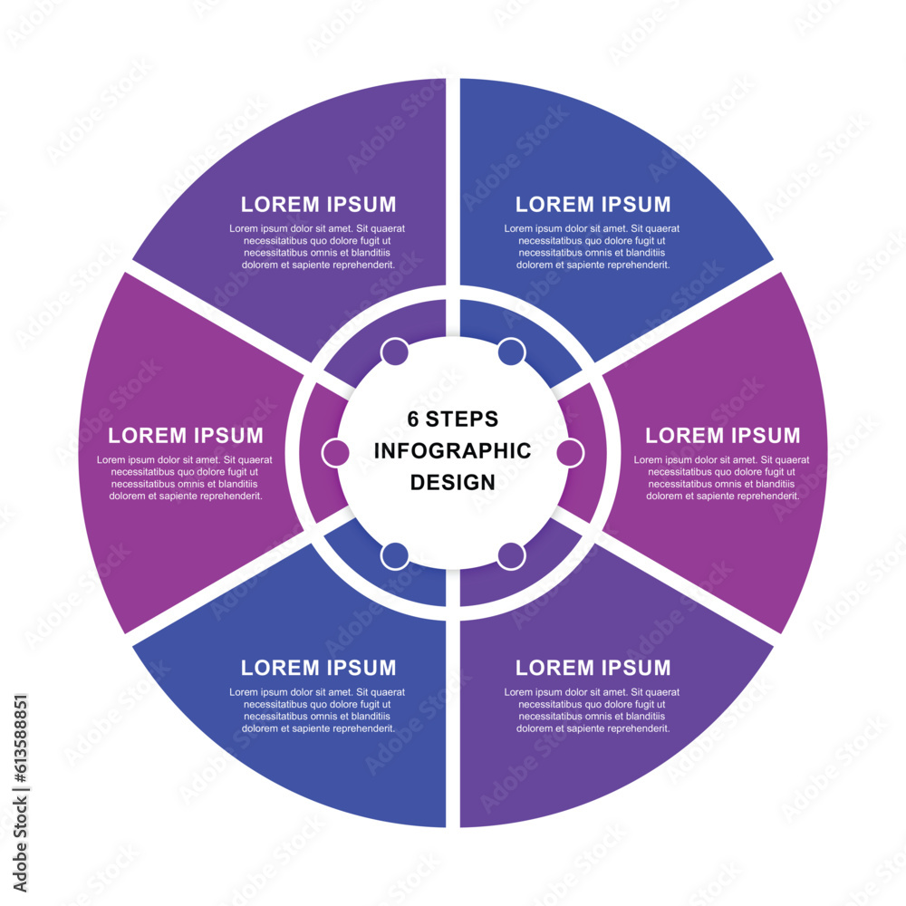 Six section diagram infographics design template Stock Vector Adobe Stock