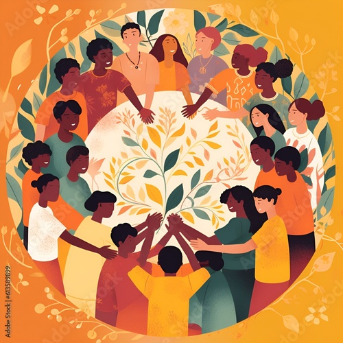 Embrace unity & friendship: Celebrate International Day of Friendship with a heartwarming artwork capturing diverse individuals coming together in harmony.