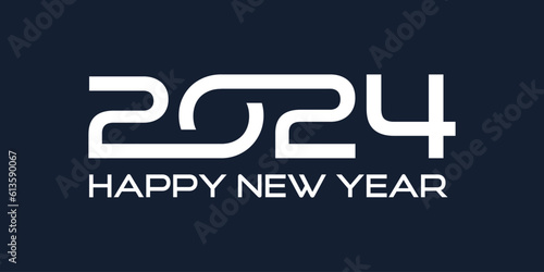 2024 Happy New Year logo design vector. trendy new year 2024 design template.