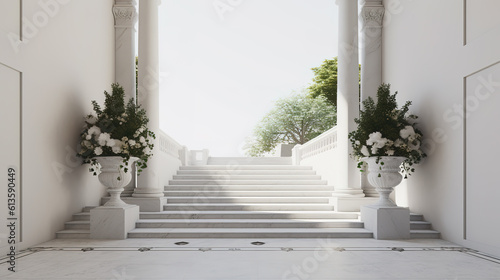 a entrance step mockup of a royal building, ai generated image