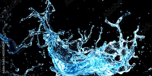 Hyaluron And Collagen Serum water Gel against black background. Splashing of Hyaluron gel. Liquid hyaluronic acid gel splash or Cosmetic lotion Gel texture on black. skincare product. Science and tech photo