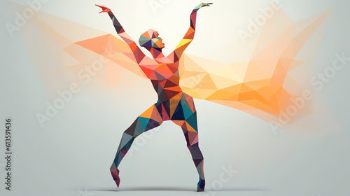 abstract ballet polygonal dancer, wallpaper artwork, ai generated image