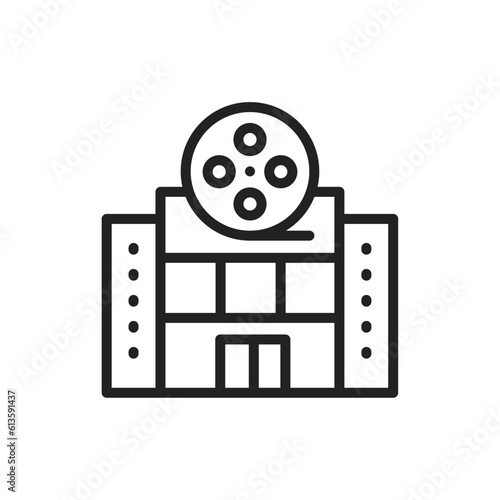 Cinema hall color line icon. Isolated vector element.