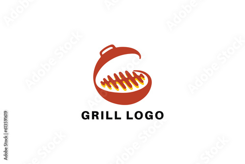 letter G grill illustration logo design modern style creative golden wordmark design illustration, g grill logo