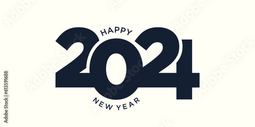 2024 Happy New Year logo design vector. trendy and interconnected new year 2024 design template.
