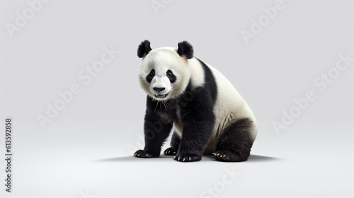 Giant panda isolated on white background. 3D illustration.  AI generated 