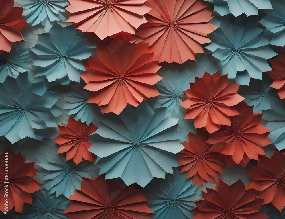 background with paper flowers with paper origami background with paper flowers with paper origami