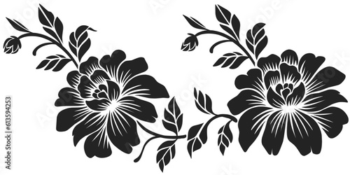 black and white flower vector stencil pattern