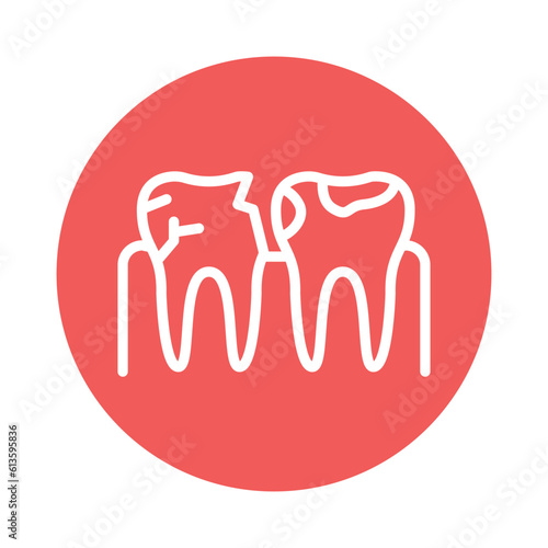 Teeth with caries line icon. Isolated vector element.