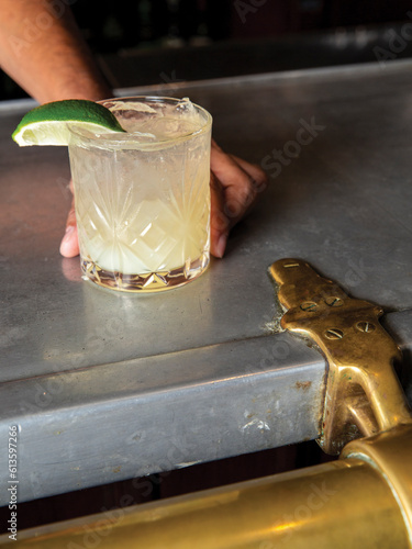 Cocktail being served on a bar