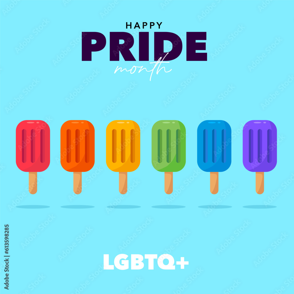 Fototapeta premium Ice cream LGBTQ colors banner. Pride concept