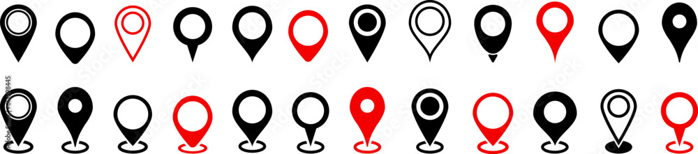 Location icons set.Map pin icons.Simple outline location symbol.Pin place marker.GPS location sign. Location icons set.Map pin icons.Simple outline location symbol.Pin place marker.GPS location sign.