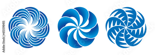 Abstract emblem set. Fan, blades