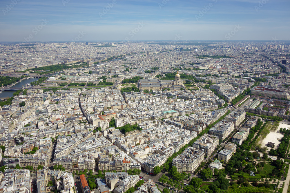Aerial view of Paris from the Eifel tower, Paris, May 2014 Aerial view of Paris from the Eifel tower, Paris, May 2014