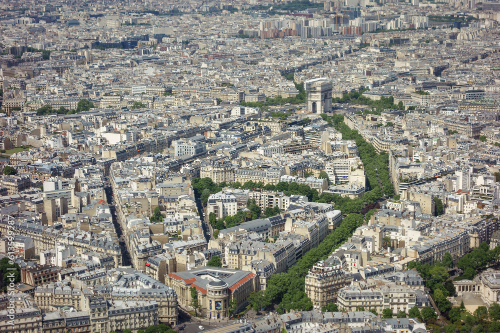 Aerial view of Paris from the Eifel tower, Paris, May 2014